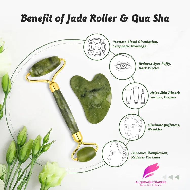 2 In 1 Jade Roller & Gua Sha Set