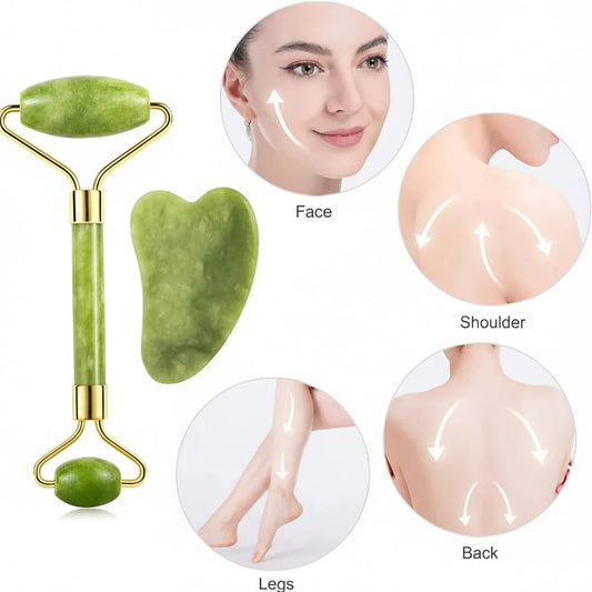 2 In 1 Jade Roller & Gua Sha Set